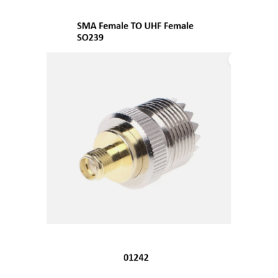 محول موصل SMA أنثى إلى UHF أنثى (SO-239) محول موصل SMA أنثى إلى UHF أنثى (SO-239)