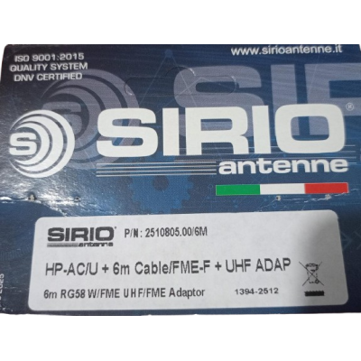 كابل SIRIO HP-AC/U + 6M RG58 (محول FME-F + UHF) كابل SIRIO HP-AC/U + 6M RG58 (محول FME-F + UHF)