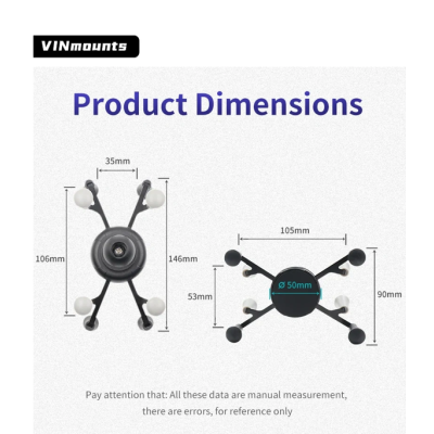 حامل هاتف السيارة المرن 2 في 1 من VIN Mounts مع قبضة X-Grip حامل هاتف السيارة المرن 2 في 1 من VIN Mounts مع قبضة X-Grip