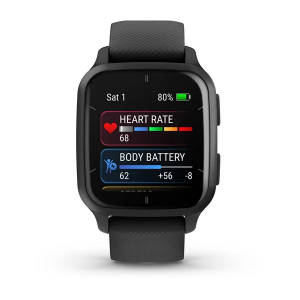 GARMIN Venu Sq 2 - Music Edition, Slate Aluminium Bezel with Black Case and Silicone Band