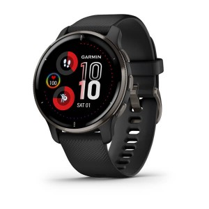 GARMIN Venu® 2 Plus Slate Stainless Steel Bezel With Black Case And Silicone Band