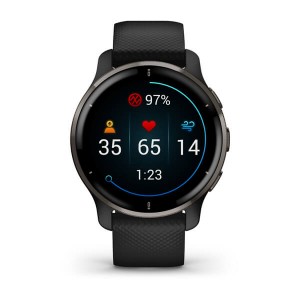 GARMIN Venu® 2 Plus Slate Stainless Steel Bezel With Black Case And Silicone Band